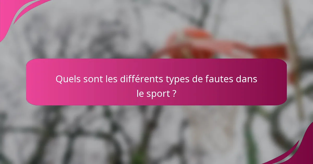 Quels sont les différents types de fautes dans le sport ?
